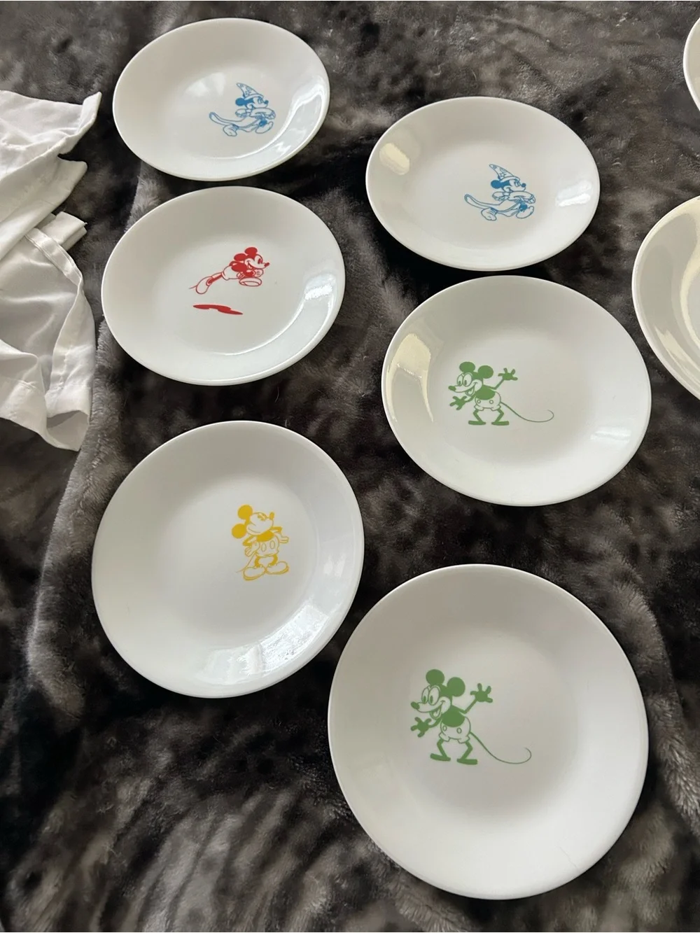 Disney Mickey Mouse Ceramic Plates - Assorted Colors 4 dinner and 6 appetizers